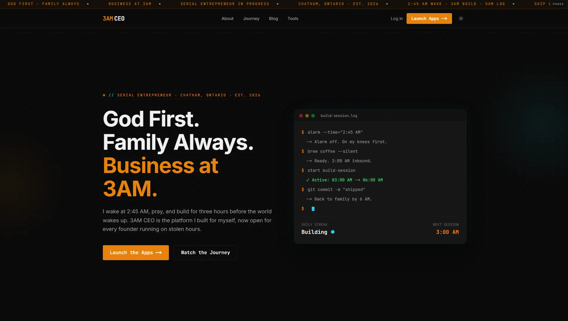3 AM CEO landing page