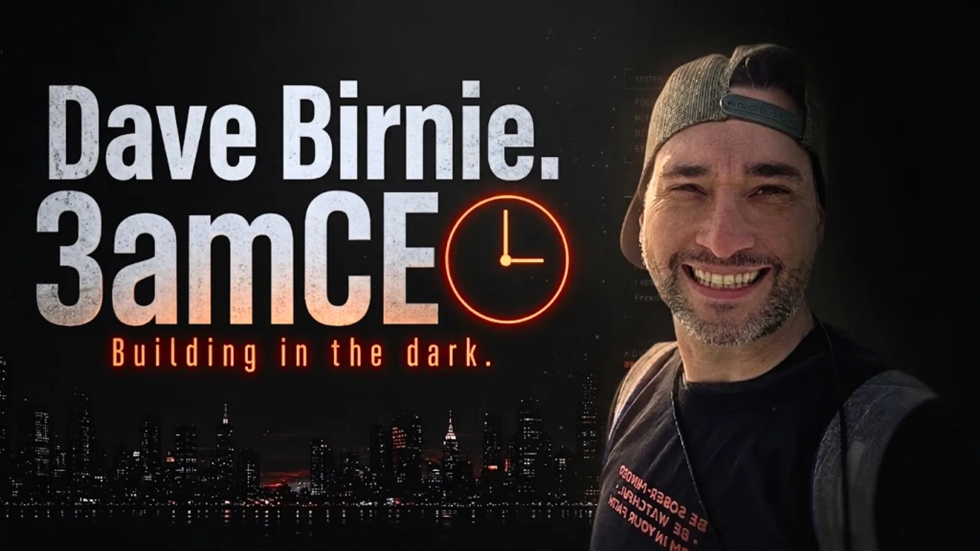 Dave Birnie 3amCEO building in the dark